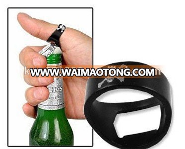 Novel custom logo promo beer bottle opener finger band ring